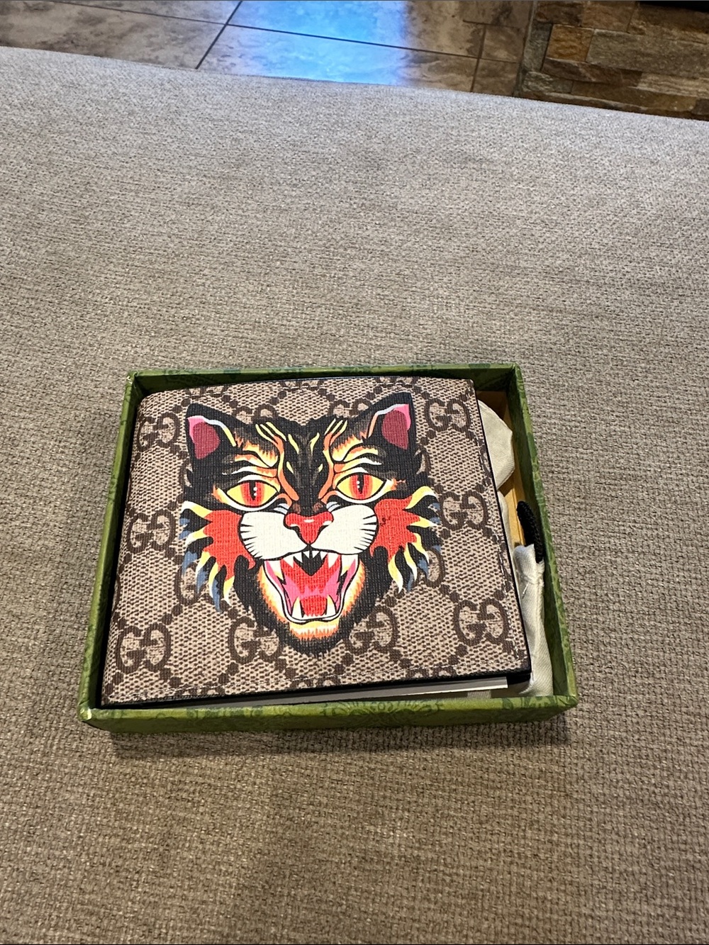 Tiger Print Bi-Fold Wallet - Brown
